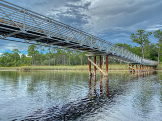 Iconic Bridge Spanning Western Lake in Watercolor, Florida