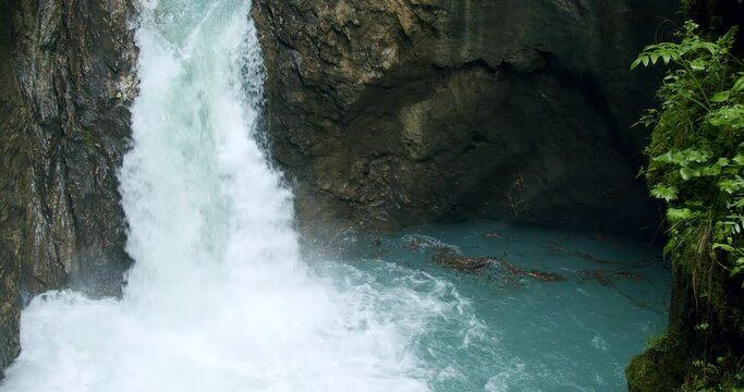 Beautiful Sigmund Thun Klamm gorge and waterfall river in Austria