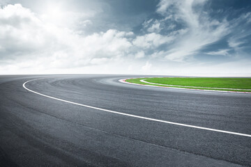 Dramatic view of racing asphalt road.