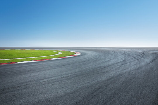Dramatic view of racing asphalt road.