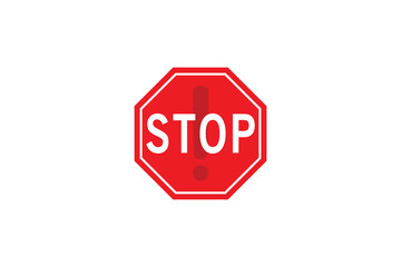 Simple red stop roadsign, symbol or icon vector illustration
