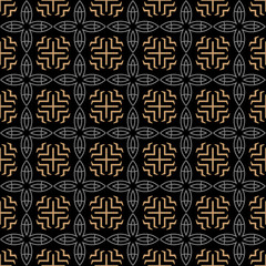 Abstract geometric pattern. Modern wallpaper texture. Black and gold colors. Sample template. Perfect for fabrics, covers, patterns, posters, interior designs or wallpapers. Vector background image