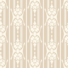 Seamless retro pattern, wallpaper texture, floral background pattern. Sample template. Beige tones. For fabrics, covers, posters, interior design or wallpaper. Vector background image