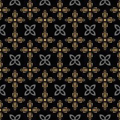 Dark ornamental pattern, Wallpaper texture, modern background pattern. Sample template. Black, grey and gold. For fabrics, artwork, posters and Wallpaper. Vector image background