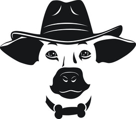 Country Dog with Cowboy Hat
