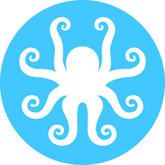 Fototapeta premium Simple Design of Silhouette Octopus rounded logo