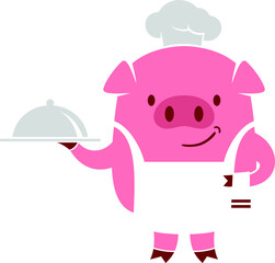 Pig Chef Simple Cartoon Character Design