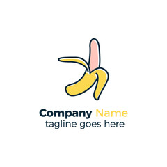 Obraz premium full banana peel logo design icon vector illustration simple line
