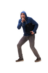 Young male bandit isolated on white