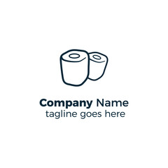 two paper rolls logo design icon vector illustration simple line