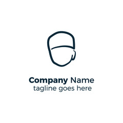 head wearing a skull cap logo design icon vector illustration simple line