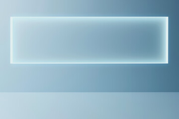 Light frame - studio for product presentation, 3d illustration blue background