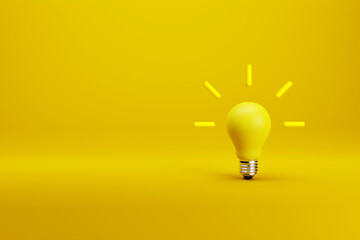 3d Illustration Yellow Background and Yellow Bulb