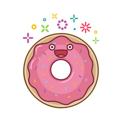 kawaii smiling donut cartoon illustration