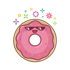 kawaii smiling donut cartoon illustration