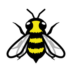 Fuzzy bee logo symbol icon sign. A simple fuzzy, fluffy bee illustration, isolated.