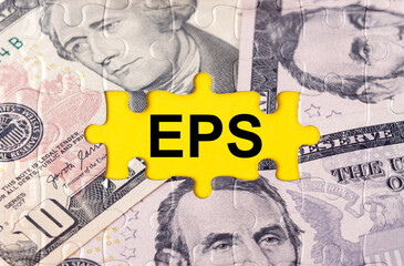 Fototapeta premium Puzzle with the image of dollars in the center of the inscription -EPS