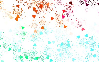 Light Green, Red vector background with abstract shapes.