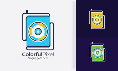 camera logo. photo camera icon vector illustration. pixel logo template. professional photographer or photo studio logo 