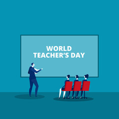 Happy Teachers day in office concept - meeting share idea concept Vector