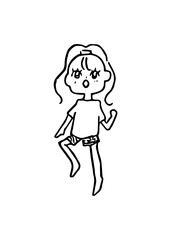 Obraz premium 夏服の女の子の線画