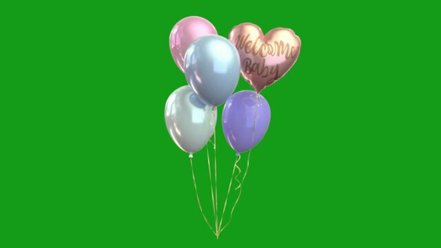Decorative balloons green screen motion graphics