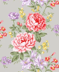Behang 花パターン　壁紙　ピンク　フローラル　エレガント ばら © hisako