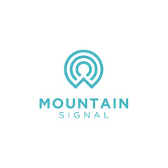 Signal Frequency Wi Fi Connection Internet Network with Mountain Top Peak logo design