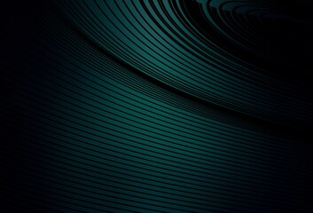 Dark Green vector background with curved lines.