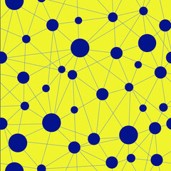 Seamless blue Circles on yellow background pattern vector illustration design. Great for wallpaper, bullet journal, scrap booking, 