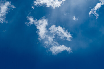 Fototapeta na wymiar floating white cloud in bright blue sky in sunny day 