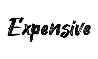 Expensive Brush Hand drawn Typography Black text lettering and phrase isolated on the White background