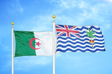 Algeria and British Indian Territory two flags on flagpoles and blue sky