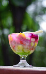 Fruit Soup, fresh fruit mixed with milk, ice and fresh syrup to relax and suitable for diet