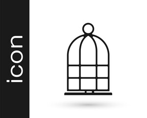 Grey Cage for birds icon isolated on white background. Vector.