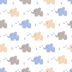 Obraz na płótnie Canvas Cute Colorful Elephants Vector Illustration Background Pattern