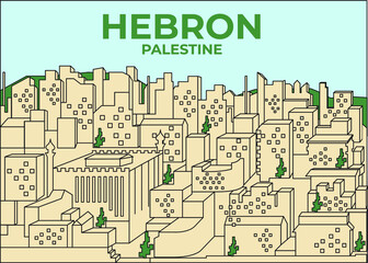 Illustration of Hebron City, Palestine. Background Vector Eps10