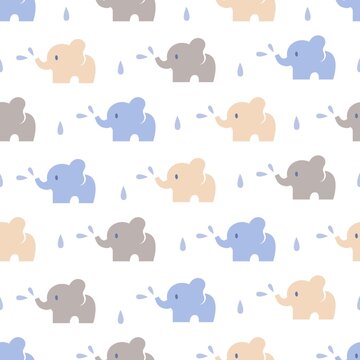 Cute Colorful Elephants Vector Illustration Background Pattern