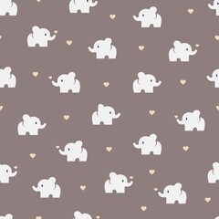 Children Seamless Pattern with Cute Elephant Characters