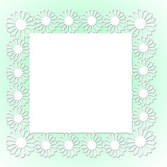 Fototapeta na wymiar Creative composition with a close-up image of a decorative frame. The frame consists of flowers, bouquets, petals, and geometric shapes. Abstraction. Illustration for printing on paper and fabric.