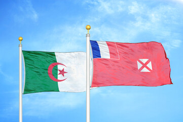 Algeria and Wallis and Futuna two flags on flagpoles and blue sky