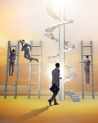 Competition concept with businessman beating competitors