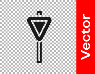 Black Road traffic sign. Signpost icon isolated on transparent background. Pointer symbol. Street information sign. Direction sign. Vector.