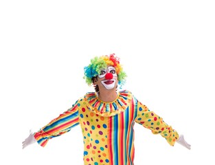 Funny clown isolated on white background