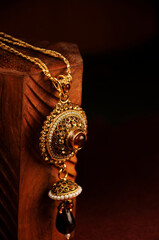 Diamond and stones pendant with gold chain, Indian Traditional Jewellery