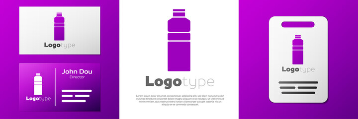 Logotype Fitness shaker icon isolated on white background. Sports shaker bottle with lid for water and protein cocktails. Logo design template element. Vector.