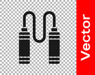 Black Jump rope icon isolated on transparent background. Skipping rope. Sport equipment. Vector.