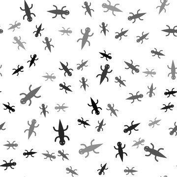 Black Lizard icon isolated seamless pattern on white background. Vector.
