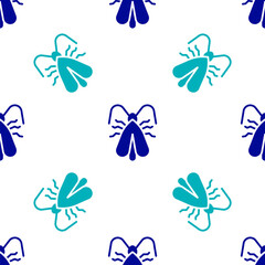 Naklejka premium Blue Clothes moth icon isolated seamless pattern on white background. Vector.
