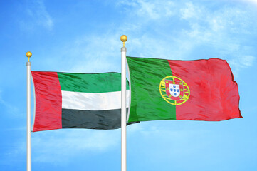Naklejka na ściany i meble United Arab Emirates and Portugal two flags